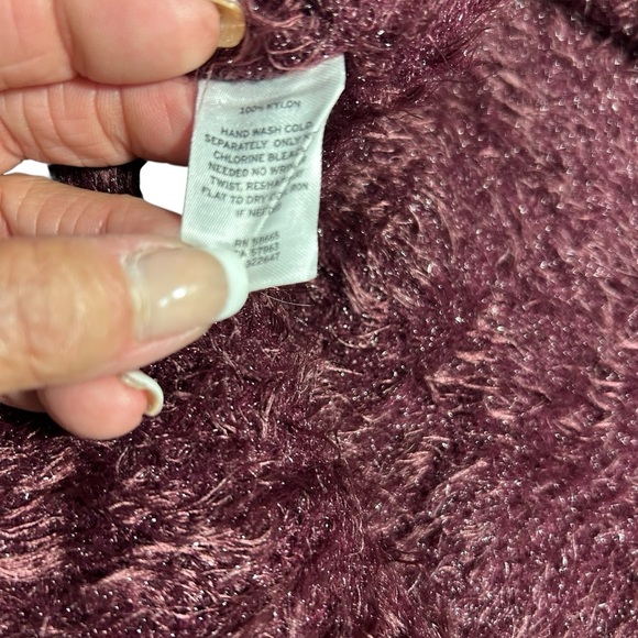 Chelsea28 Soft Eyelash Open Front Cardigan Plum Color Sz Small - Picture 9 of 9